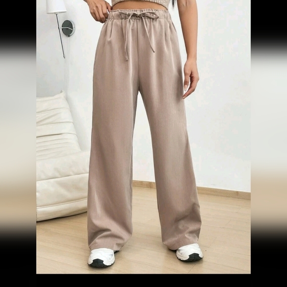 SHEIN EZwear Drawstring Waist Wide Leg Pants - Picture 1 of 5